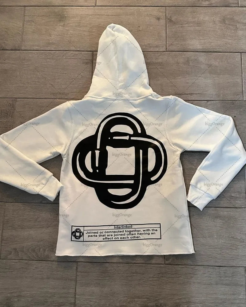 Y2k Trendy Brand Loose Casual Clothing Letter Cartoon Print Oversized Hoodie Women Harajuku Retro Pullover Sweatshirt Men Street King Limited