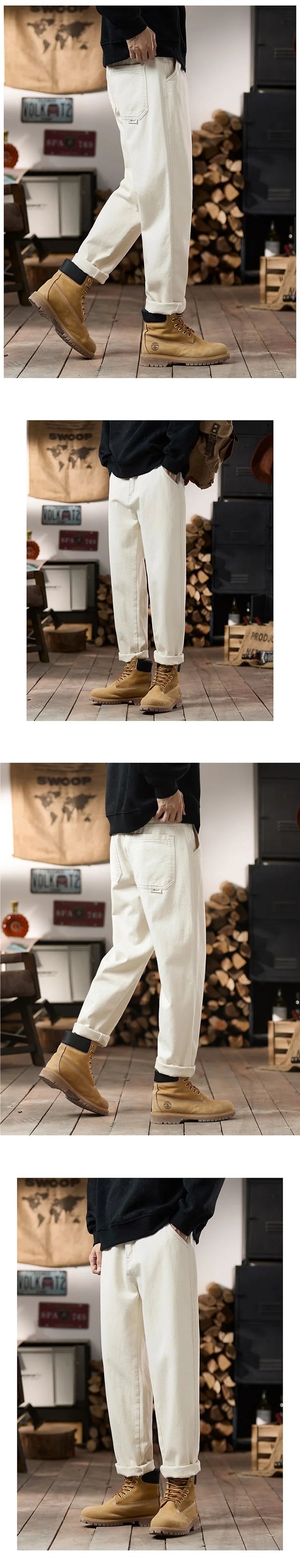 plus size 28 42 men streetwear fashion loose casual straight ankle length white denim jeans pant cityboy harem jeans trouser unique jeans style 1968