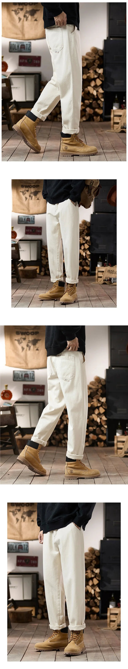 plus size 28 42 men streetwear fashion loose casual straight ankle length white denim jeans pant cityboy harem jeans trouser unique jeans style 1968