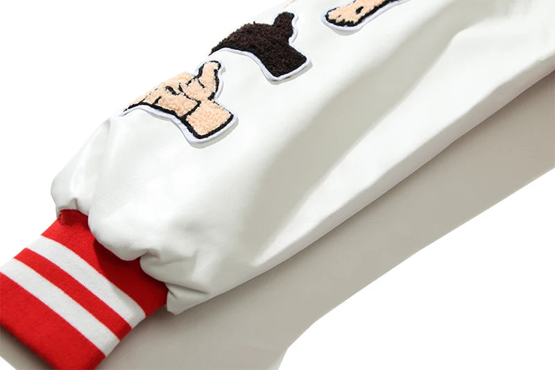 high street color block graffiti embroidery baseball jacket mens leather sleeve woolen patchwork stand oversized winter coats unique default style 942