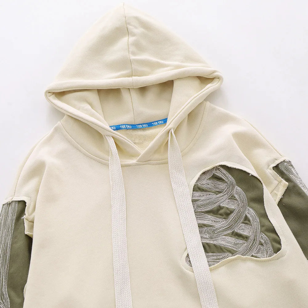Aolamegs Men Streetwear Hip Hop Hoodie Funny Skull Ripped Patchwork Embroidery Long Sleeves Pullover Autumn Casual Harajuku Tops Street King Limited
