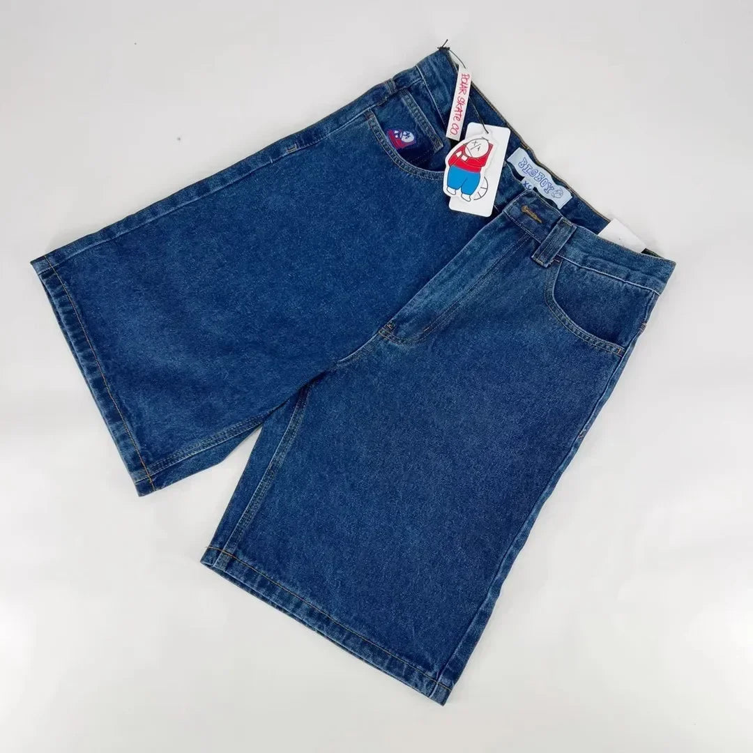 wexwear embroidery skate cargo jeans denim shorts baggy retro y2k harajuku gym basketball shorts streetwear men clothing unique cargo style 3802