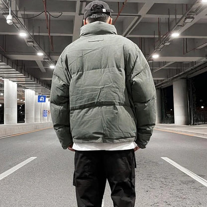 mens jacket winter parkas streetwear thicken warm washed solid zipper cotton padded bomber jackets harajuku fashion casual coat unique default style 4861