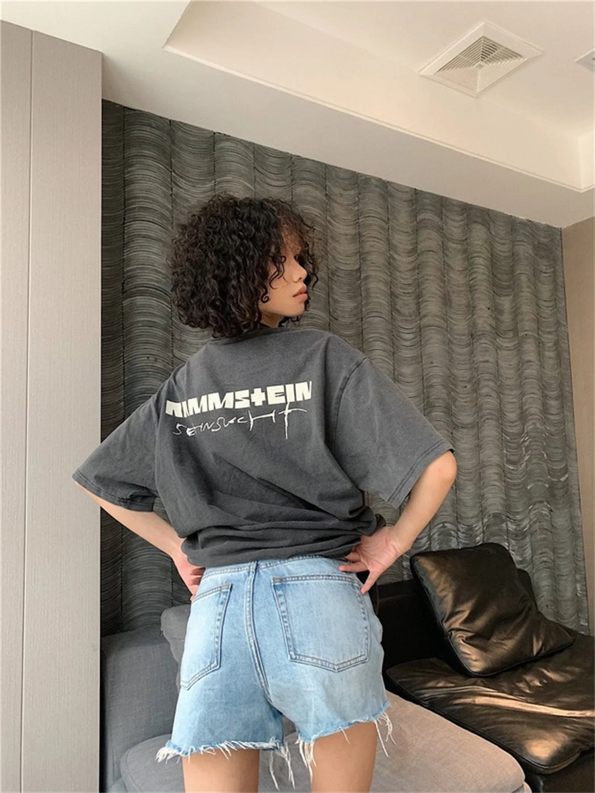 VTG Germany Rock Band Retro Portrait Print Washed Old Casual Oversize Cotton High-Street Tops T-Shirts Street King Limited