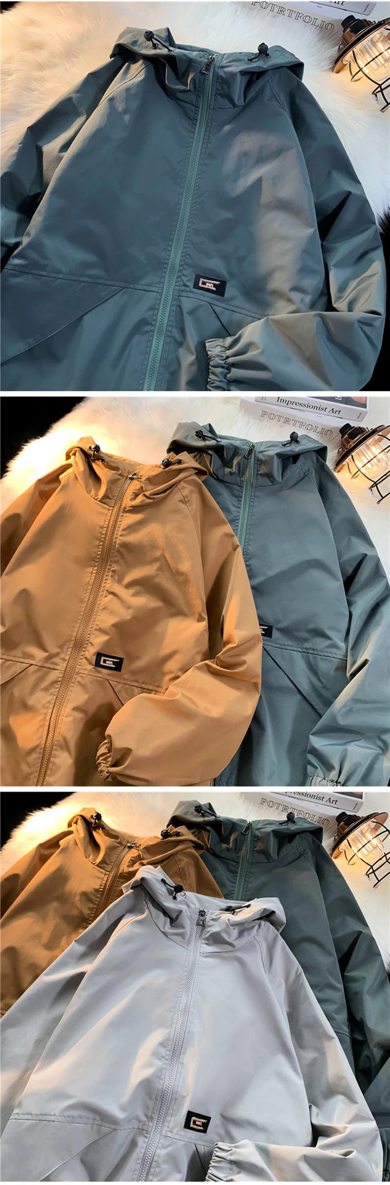 mens windbreaker solid color jackets outerwear tactical waterproof pilot coat men sports jacket autumn large size hoodie coats unique default style 5684