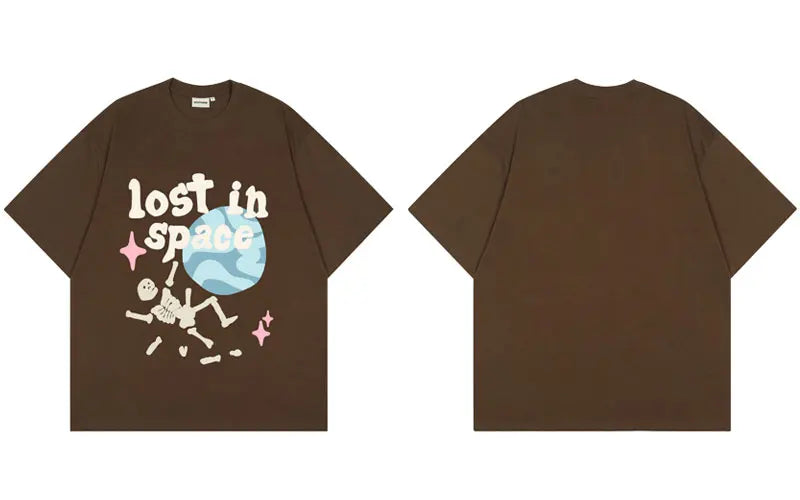 Punk Tshirt Streetwear Hip Hop Skull Skeleton Letter Planet Print Gothic Rock T-Shirts Harajuku Casual Cotton Short Sleeve Tops Street King Limited