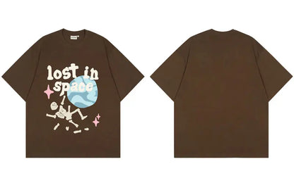 Punk Tshirt Streetwear Hip Hop Skull Skeleton Letter Planet Print Gothic Rock T-Shirts Harajuku Casual Cotton Short Sleeve Tops Street King Limited