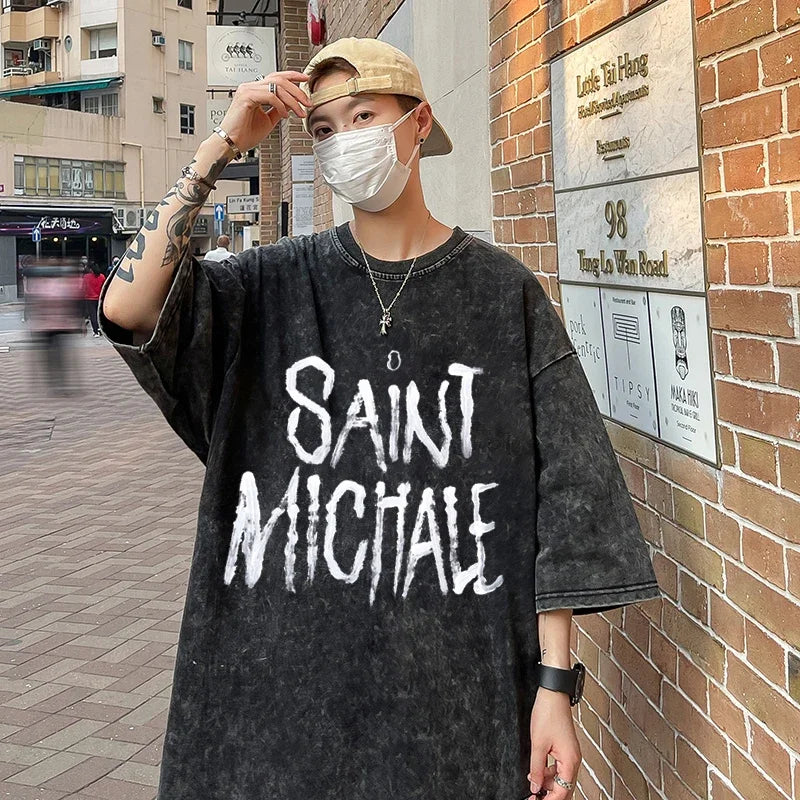 Newest Saint T-shirts Letter Pattern Tops Tee Men Woman Spring Best Quality Casual Crewneck Short Sleeve Street King Limited