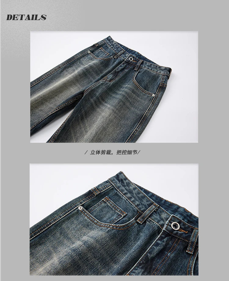 mens plus size retro fashion streetwear loose casual micro flared denim pants jeans cityboy jeans trousers 28 40 unique jeans style 2598