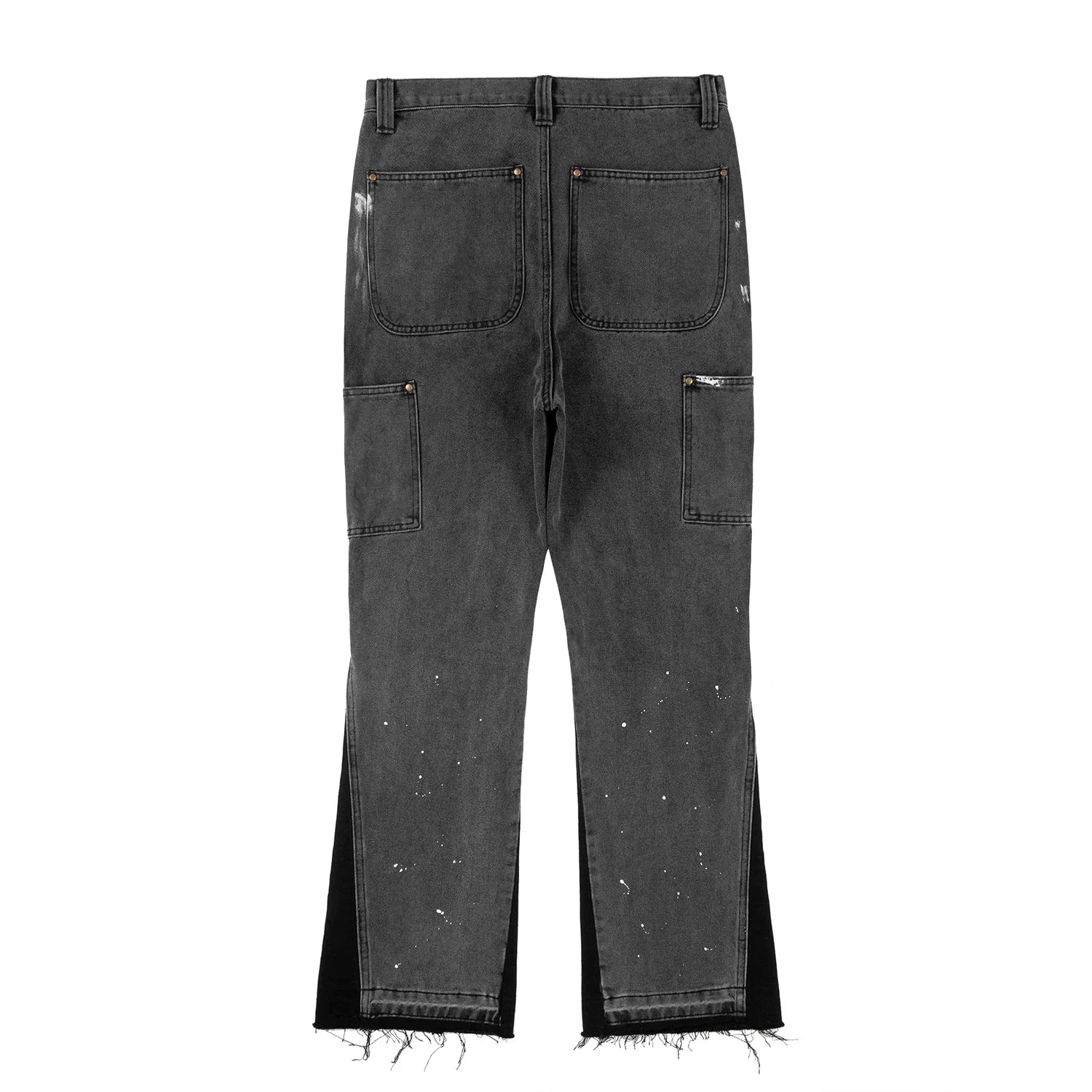 y2k spliced speckled ink patchwork baggy micro flare jeans pants for men streetwear pantalones hombre casual oversized cargos unique cargo style 3468
