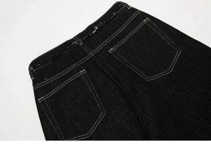 men women streetwear fashion loose casual wide leg straight black denim jeans pant boyfriend y2k baggy jeans trousers unique jeans style 2263