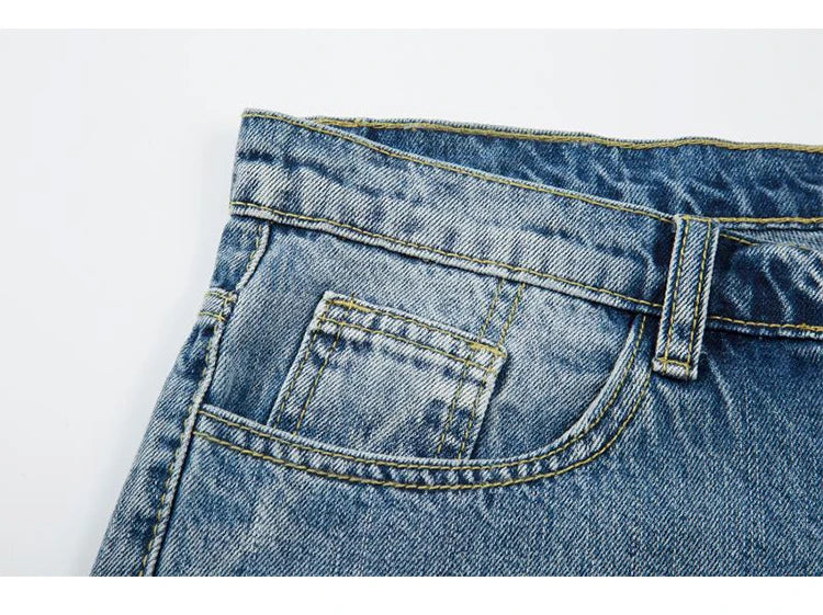 fashion ripped destroied jeans trousers distressed biker jeans with stars high street slim pants joggers denim jeans for men unique joggers style 2252