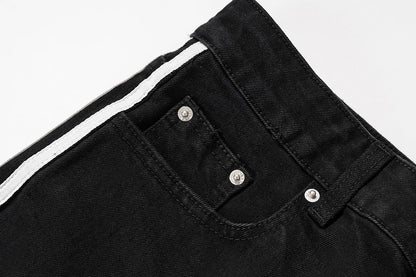 2023 new straw tassel design ripped hole loose denim trousers mens streetwear straight y2k pantalones hombre baggy jeans unique jeans style 662