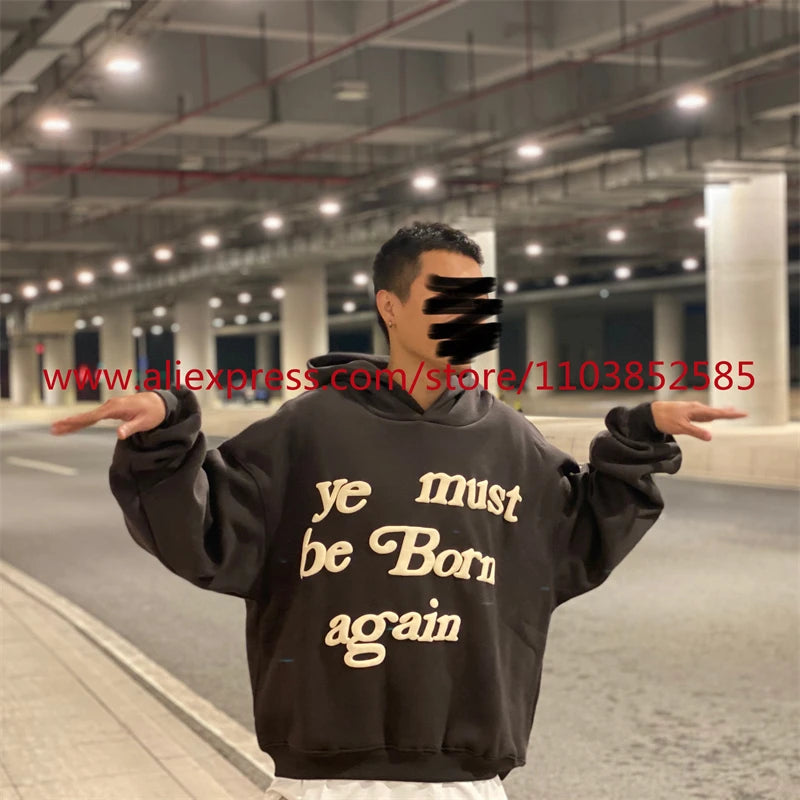Autumn Winter New 2024 Vintage American Long sleeved Hoodie Men's Heavyweight Letter Embroidered Print High Street Tops Oversize Street King Limited