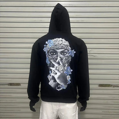 Black Rice White IH NOM UH NIT Hoodies Roses Masked Men Printing Loose Casual Lovers Men Woman Pullover Sweatshirts Street King Limited
