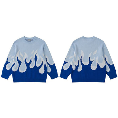 "Water & Fire" Unisex Men Women Streetwear Graphic Sweater Daulet Apparel