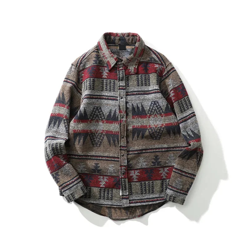 Dark Icon Geometric Stripe Shirts Men Women Long Sleeve Harajuku Woolen Shirts Men Clothing Street King Limited