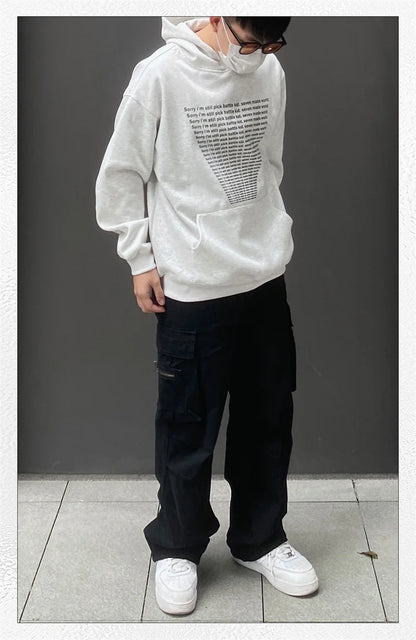 Oversized Flame Graphic Hoodie for Men