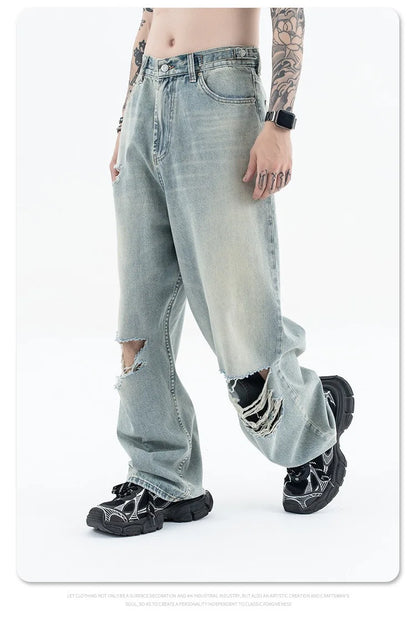 Straight Jeans with torn knees Street King Limited