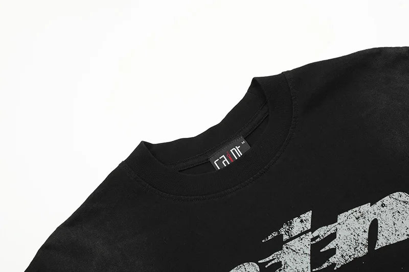 Black White Blue SAINT T-shirt Men Woman Good Quality Vintage Cartoon Pattern Printing Loose Casual Top Tees Street King Limited