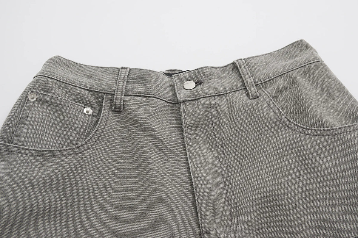 solid color straight casual ropa hombre mens jeans streetwear pocket baggy cargo pants loose casual denim trousers oversized unique cargo style 2918