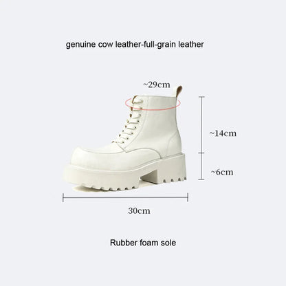 Men's Genuine Leather High Sole Platform Streetwear Fashion Casual Increase Boots Male Punk Gothic Rock Motorcycle Boots Shoes Street King Limited
