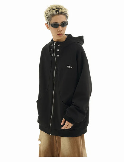high street men structure line high collar hoodie jacket autumn winter rascal handsome versatile casual zipper coat unisex unique default style 5727