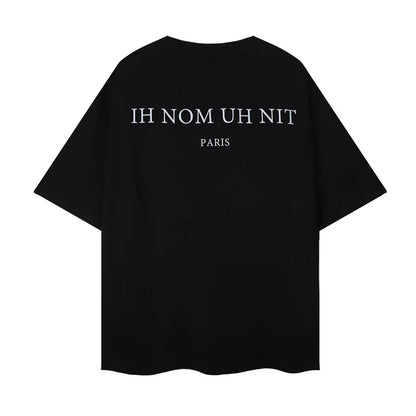 2024ss New IH NOM UH NIT T-shirt Masked Gold Necklace Printing Men Woman Good Quality Chaopai Top Tees Street King Limited
