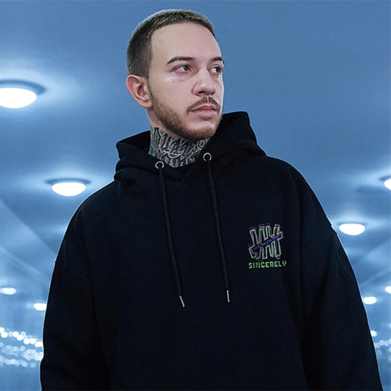 Retro Graffiti Letter Print Letter Pullover Hoodies Men's Streetwear Oversized Fleece Hooded Sweatshirts Casual Y2K Hoodie Street King Limited