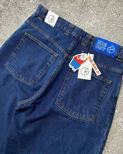Harajuku Big Boy Embroidery Graphic Pants Retro Hiphop Cartoon Streetwear Denim Shorts Y2k Baggy Jorts Gym Basketball Shorts Men Street King Limited
