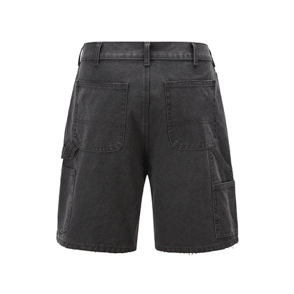 y2k sashes pockets solid color cleanfit cargo shorts mens summer wide leg streetwear baggy knee length pants oversized unique cargo style 229