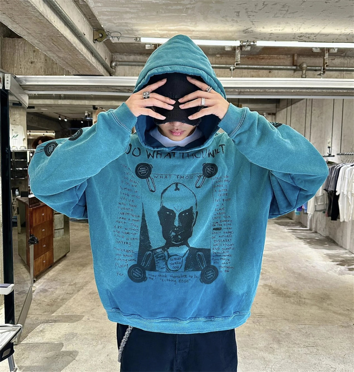 2024 Winter ERD Brand Fashion Vintage Letter Print Cotton DO WHAT THOU WILT HOODIES Street King Limited