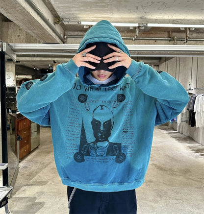 2024 Winter ERD Brand Fashion Vintage Letter Print Cotton DO WHAT THOU WILT HOODIES Street King Limited