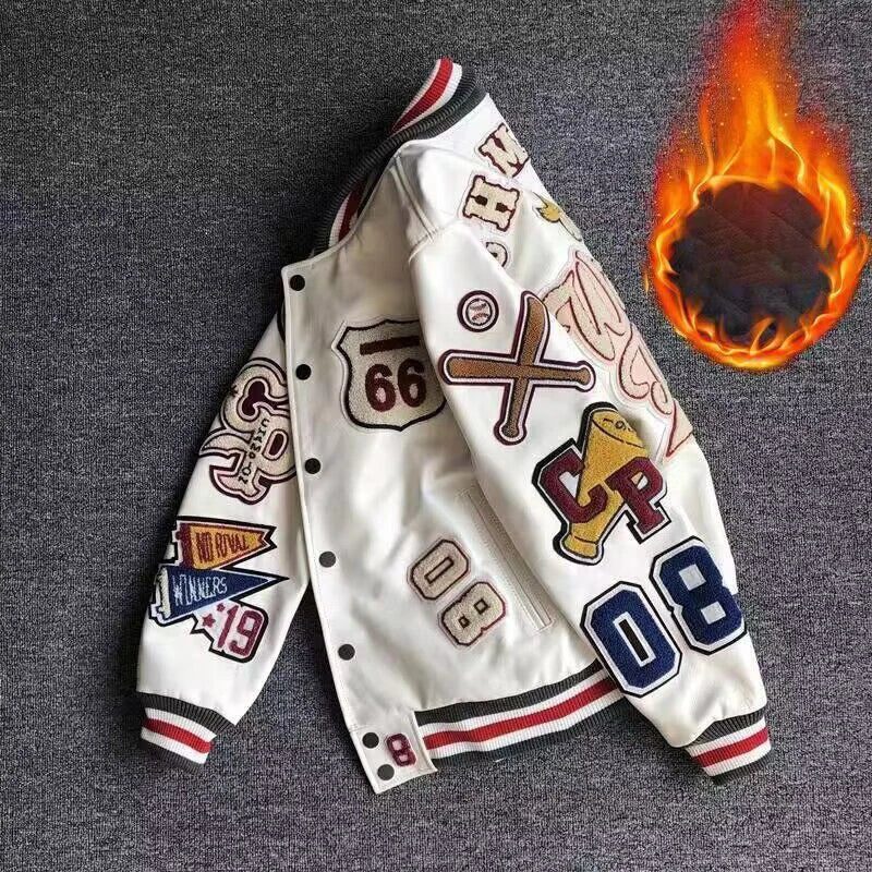 Leather Jacket Men Motorcycle Luxury Designer Embroidery Short Biker Baseball Jackets Y2k Streetwear Winter Bomber Coat White Street King Limited