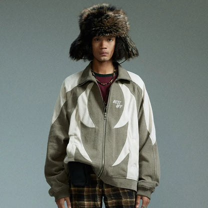 Men Jacket Casual Patchwork Loose Jacket Coat Hip Hop Harajuku Streetwear Vintage Fashion Trend Outerwear Top Unisex Spring Fall Street King Limited