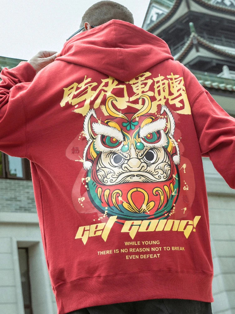 Japanese Streetwear Graphic Print Mens Hoodies Harajuku Fashion Fleece Pullovers Oversized Loose Comfortable Y2K Sweatshirts Street King Limited