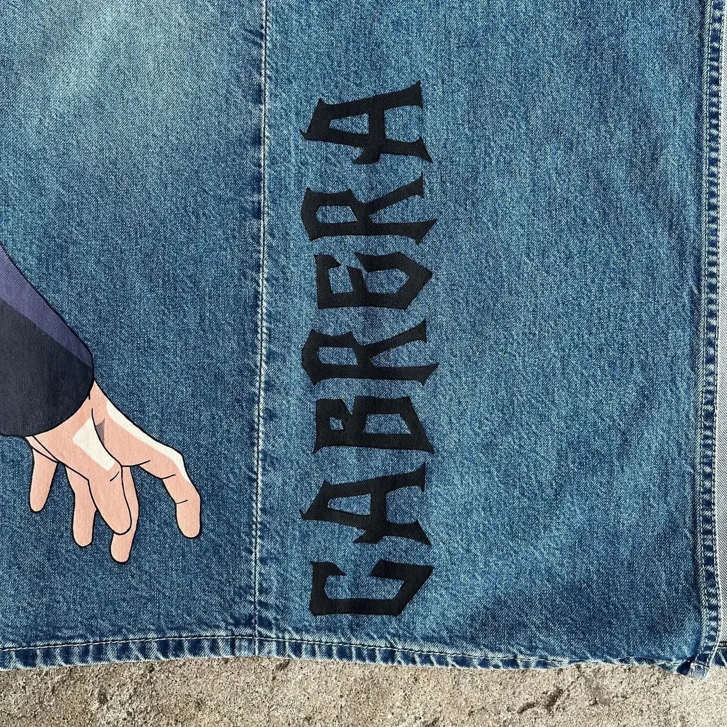 harajuku slifer the sky dragon print y2k men s jeans popular anime baggy jeans wide leg pants streetwear trouser men clothing unique jeans style 4408