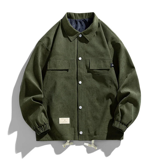 vintage men suede jacket solid color standing collar thickened shirt jacket korean couple clothing male shirts relaxed fit trousers
