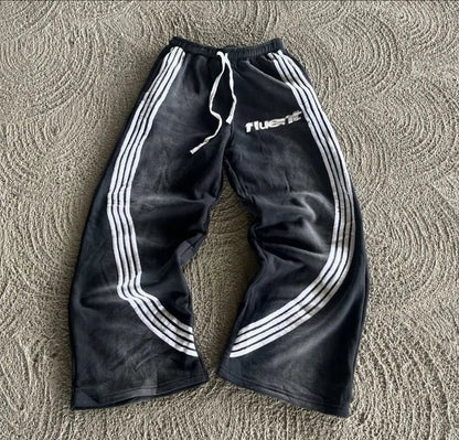 y2k american hip hop rock fashion letter striped nine point pants street fashion brand harajuku retro oversized couple trousers unique default style 3292