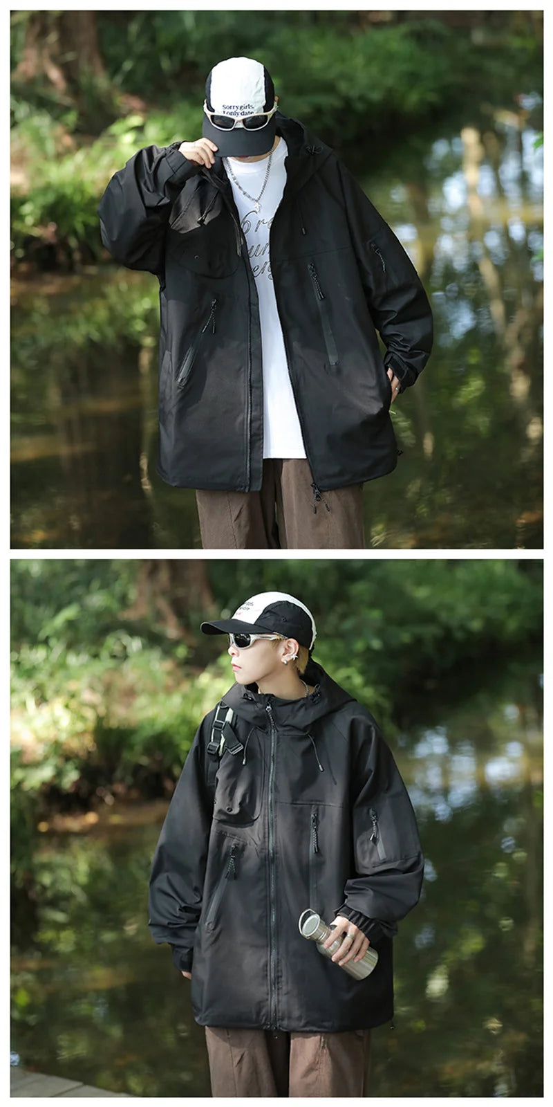 mens vintage waterproof outdoor functional jacket windbreaker camping sports elastic hoodie jackets autumn new fashion overcoat unique default style 149