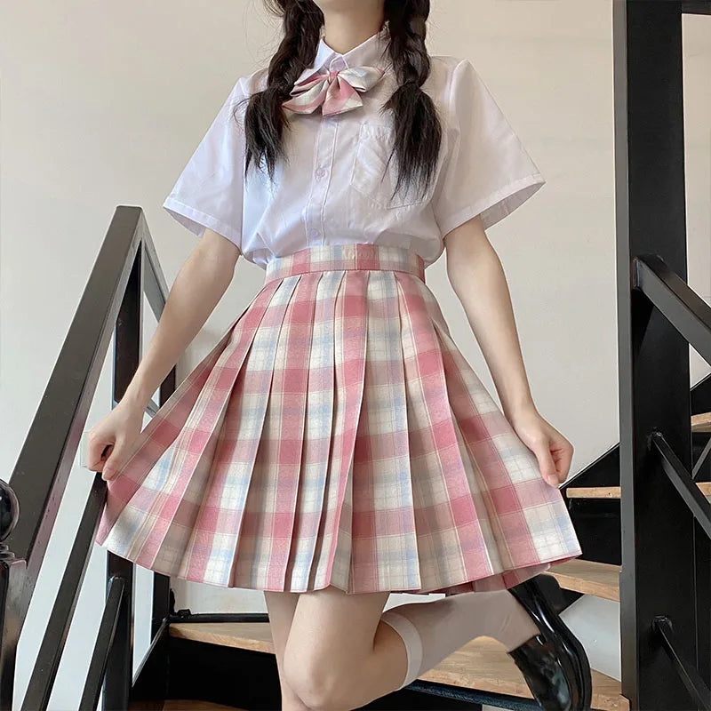 Jk Uniforms Gyaru School Uniform for Girl Student Pleated Skirt Uniform Set Women Short Sleeve Bow Tie Seifuku Japanese Style Street King Limited