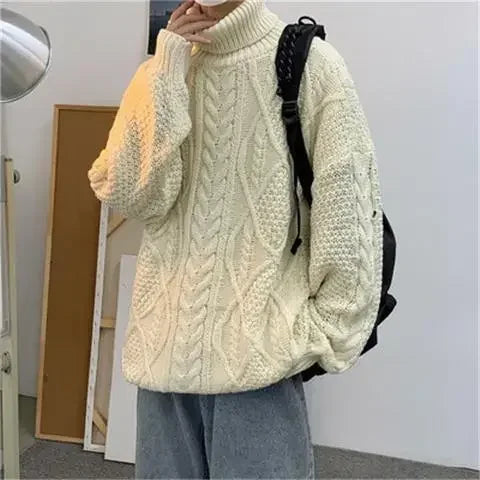 Retro turtleneck sweater for men in autumn and winter loose and versatile high street sweater trendy brand ins casual jacket top Street King Limited