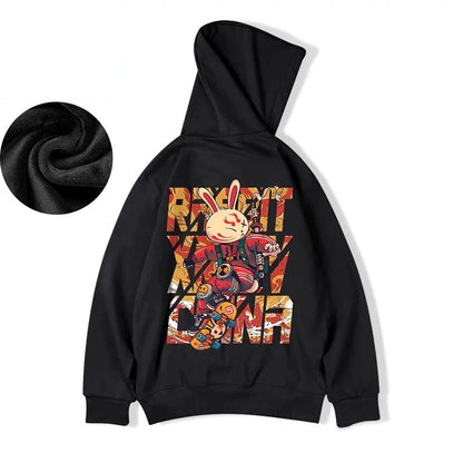 Anime Skateboard Rabbit Print Hoodies Men's Japanese Y2K Hoodie Sweatshirts Autumn Casual Pullover Male Funny Hoody Streetwear Street King Limited