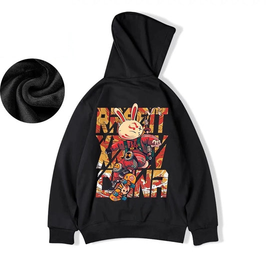 Anime Skateboard Rabbit Print Hoodies Men's Japanese Y2K Hoodie Sweatshirts Autumn Casual Pullover Male Funny Hoody Streetwear Street King Limited