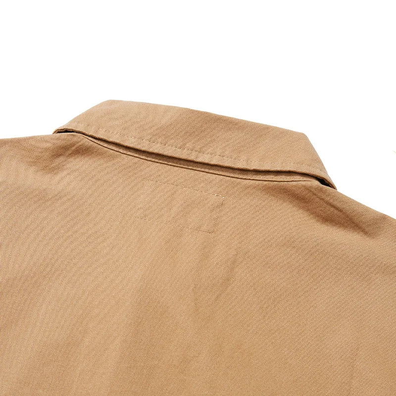 Amekaji Vintage Long Sleeve Cargo Shirt Men Kahki Lapel Multi-pocket Thick Tooling Shirt Autumn Engineer Workwear Cardigan Tops Street King Limited