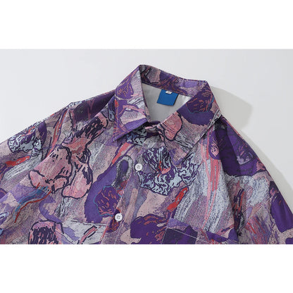 Dark Icon Full Printing Oversized Men's Blouse Turn-down Collar Shirts for Men Long Sleeve Street King Limited