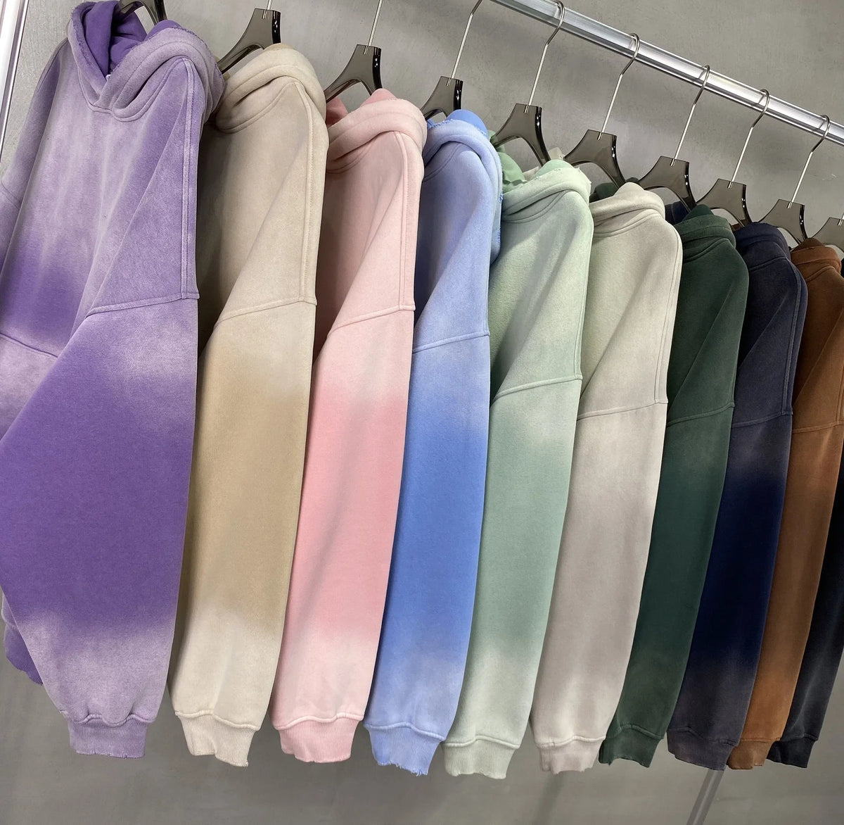 Autumn and Winter Washing Spray Dyeing Baggy Hoodies Distressed Hip Hop Gradient Men's and Women's Oversize Hooded Sweatshirts Street King Limited