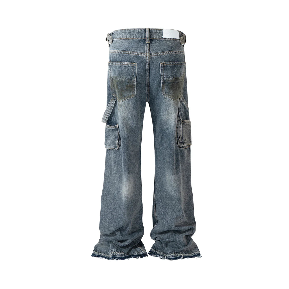 Streetwear Handmade Mud Dyed Dirty Blue Baggy Jeans for Men Distressed Hole Casual Patchwork Denim Trousers Oversized Street King Limited