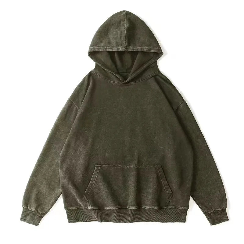 Washed Hoodie Sweatshirt Men Cotton Hip Hop Streetwear Retro Hooded Pullover Street King Limited