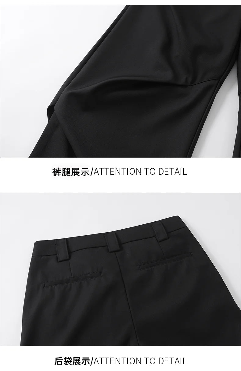 extended length edition wrinkle fashion men streetwear fashion hip hop vibe loose casual straight black suit pant trousers unique default style 1831